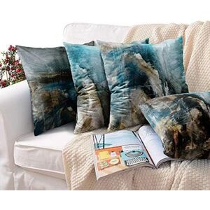 Emvency Set of 4 Teal & Brown Abstract 22x22 Pillow Covers – New